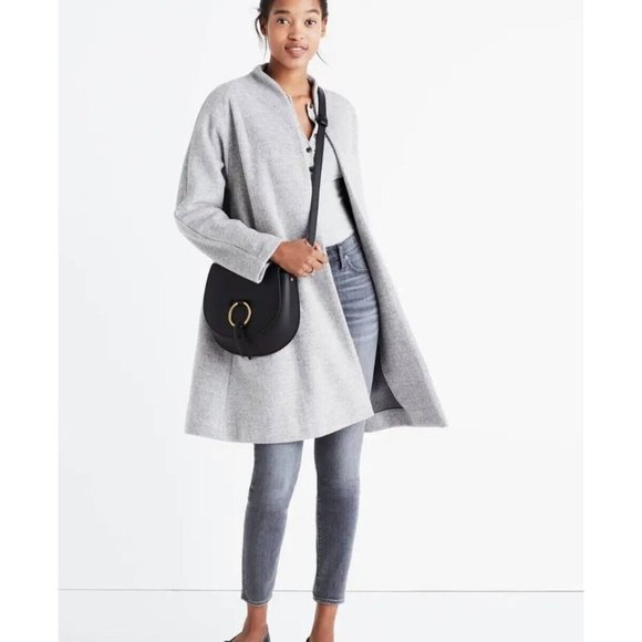 Madewell Medium Gray Stanza Herringbone Oversized Coat Jacket Cotton Wool - Picture 7 of 8